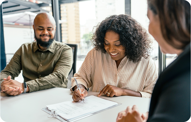 Client signing contract.